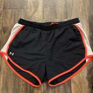 Under Armour Women's Black and Orange Trim Athletic Shorts
